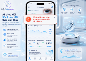 Ứng dụng AI kết nối thiết bị đeo thông minh giúp nhắc nhở cách giảm mỏi mắt.